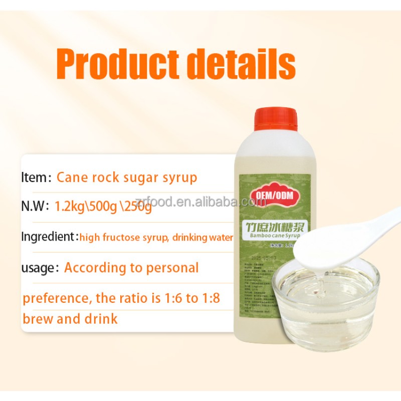 Customized Logo Homemade  DIY Rock Sugar Cane Sugar Syrup for Refreshing Summer Drinks 250ML