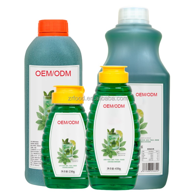 Wholesale Price Mint Flavor Sugar Syrup  for Milk Tea Shops Fruit Tea Cocktail