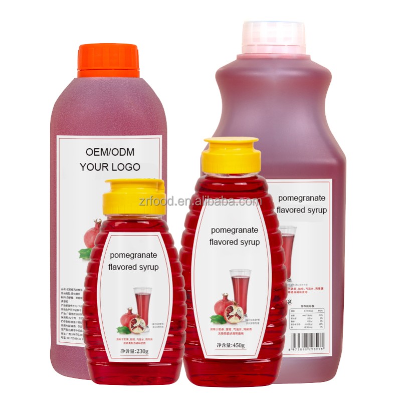 OEM/ODM Service Good Quality Pomegranate Flavored Syrup Cane Sugar Syrup for Cocktail Fruit Tea
