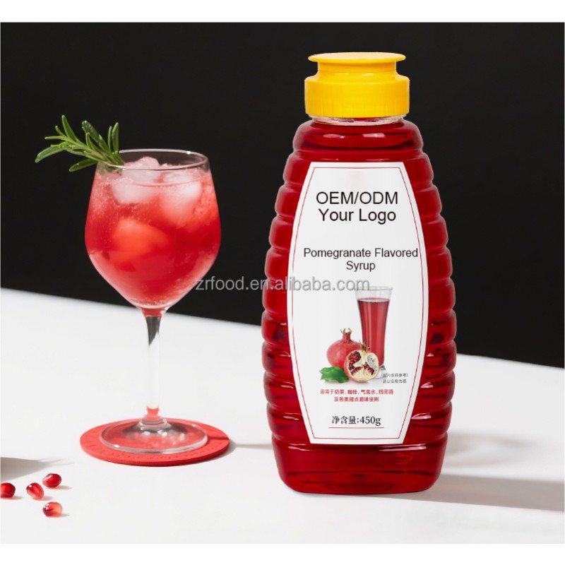 Support Customized Good Quality Pomegranate Flavored Syrup Burnt Sugar Syrup for Fruit Tea Bubble Tea Syrup Dessert