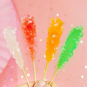 Multicolor Vegan Sugar Sticks Hard Rock Candy Individually Wrapped in Cafe Fruity Flavor Bulk Supply