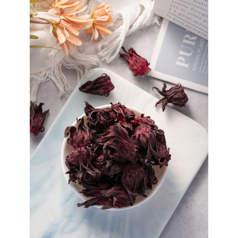 Hot Selling Organic Bulk Dried Hibiscus Flowers Roselle Specialty Health Blooming Herbal Tea Hibiscus Loose Tea Bottle Packaging