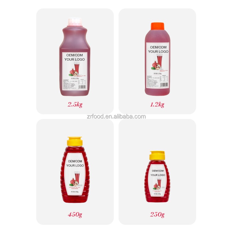OEM/ODM Service Good Quality Pomegranate Flavored Syrup Cane Sugar Syrup for Cocktail Fruit Tea