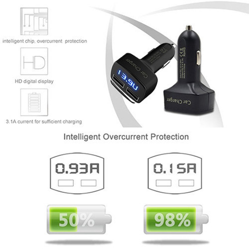 Car Charger Factory - Display Voltage Current Temperature 3.1A