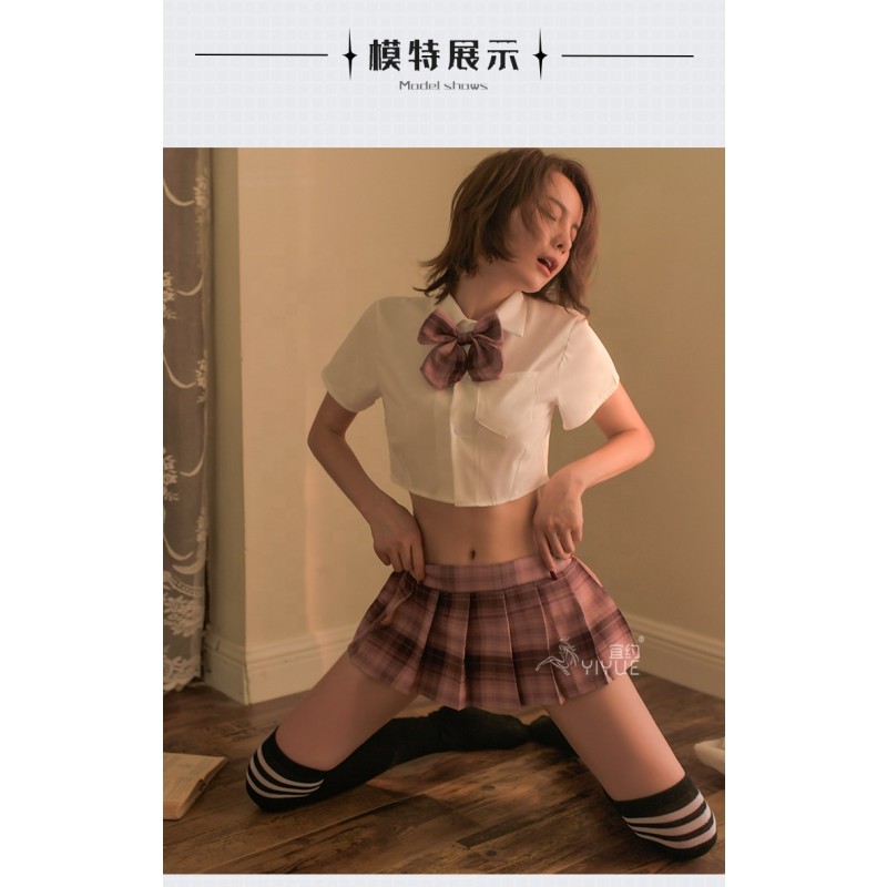 Student Wear Factory - Dry Rose Design Pleated Skirt