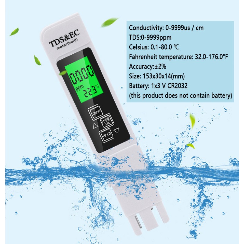 Water Tester Supplier - 3 in1 TDS EC Temperature Pen