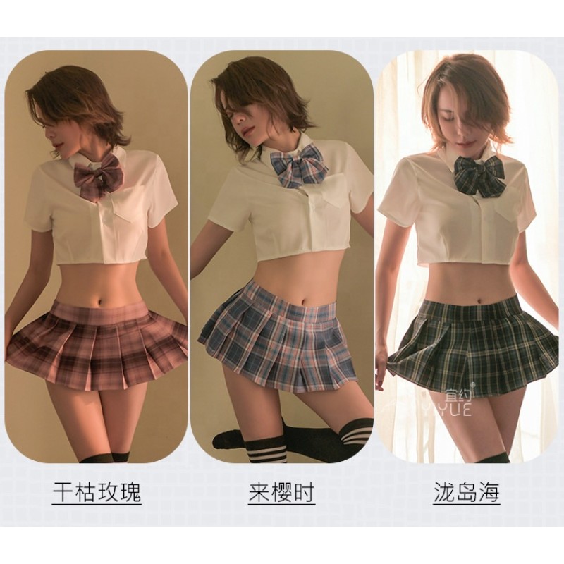 Student Wear Factory - Dry Rose Design Pleated Skirt