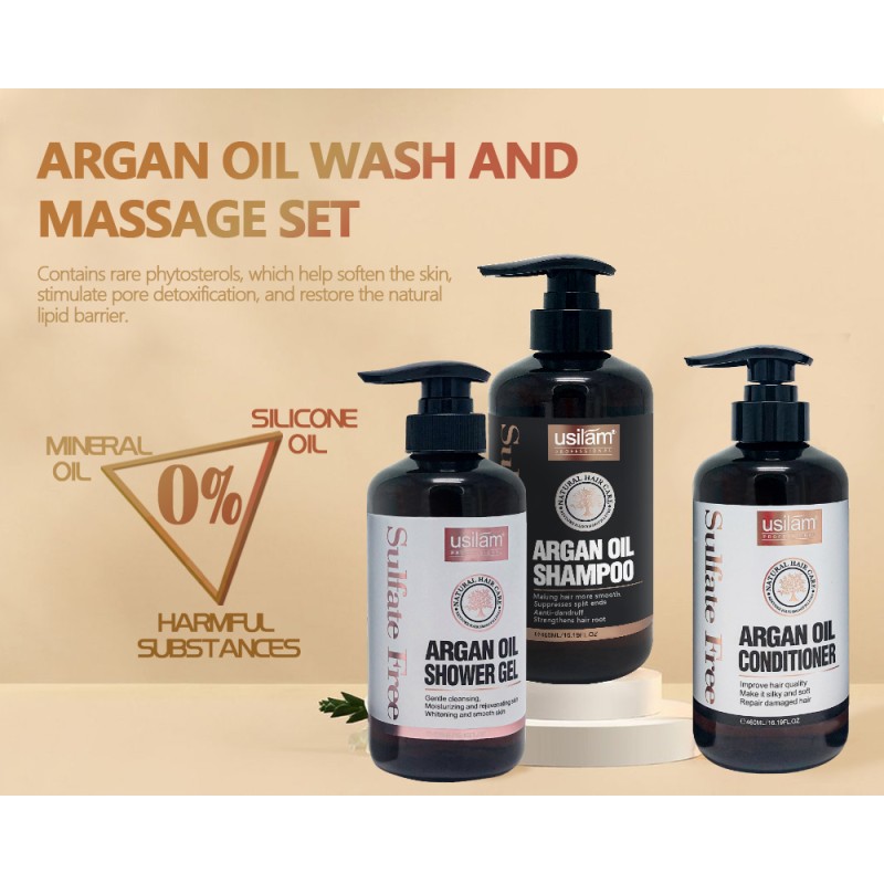 Hair Care Set Manufacturer - Private Label Morocco Argan Oil 3pc