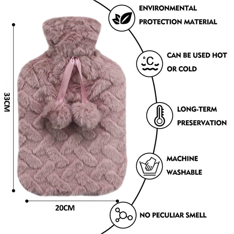 Hot Water Bottle Bag Factory - Hot Selling 2 Liter Bpa Free Faux Fur