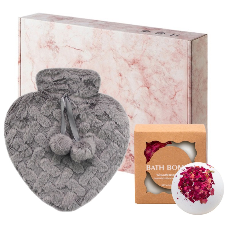 Heart Shape Hot Water Bottle Manufacturer - 1L Plush Fur Cover Bath Oil