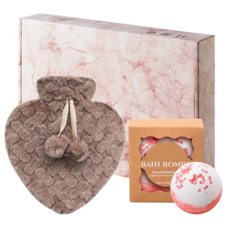 Heart Shape Hot Water Bottle Manufacturer - 1L Plush Fur Cover Bath Oil