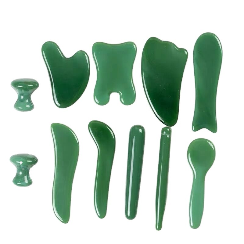 Jade Roller Set Supplier - Hot Sale Green Natural Jade Gua Sha Facial Massager