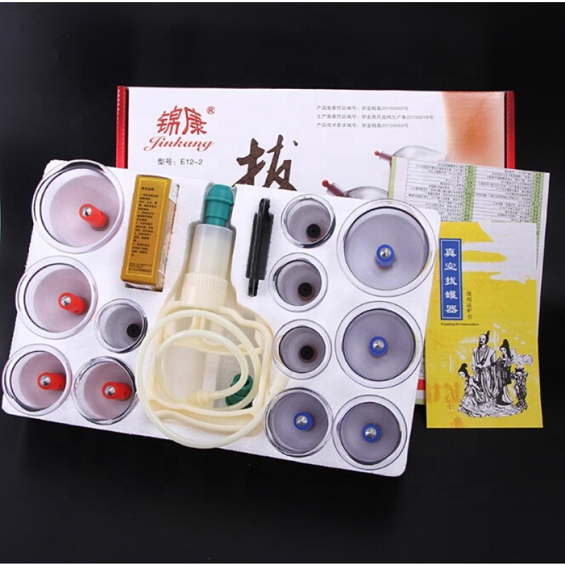 Hijama Cupping Kit Factory - 12 Plastic Different Size Vacuum Cupping Set