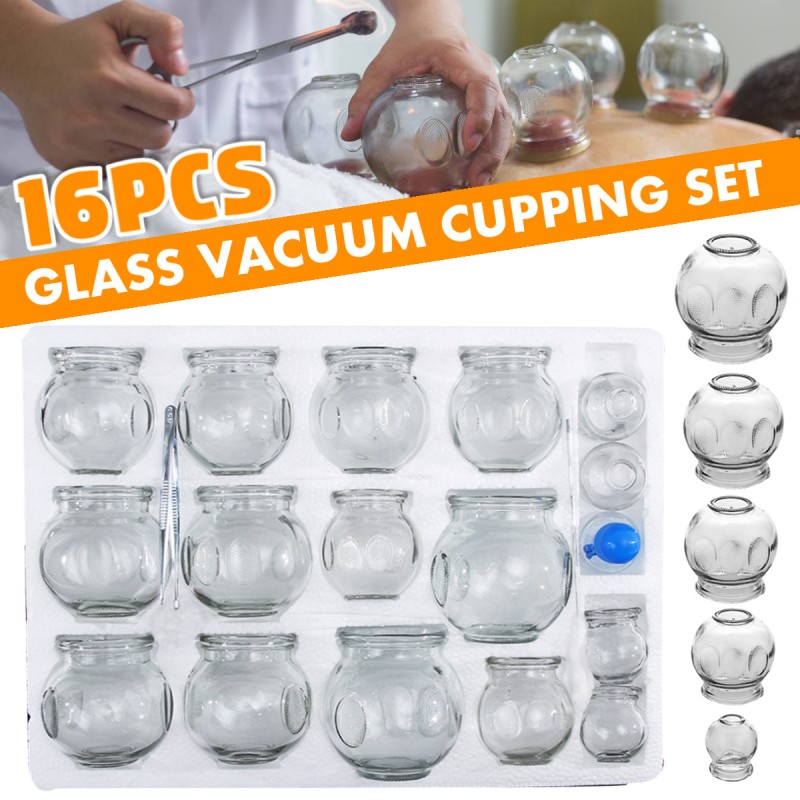 Vacuum Cupping Set Supplier - 16pcs Explosion-proof Glass Acupuncture Massage