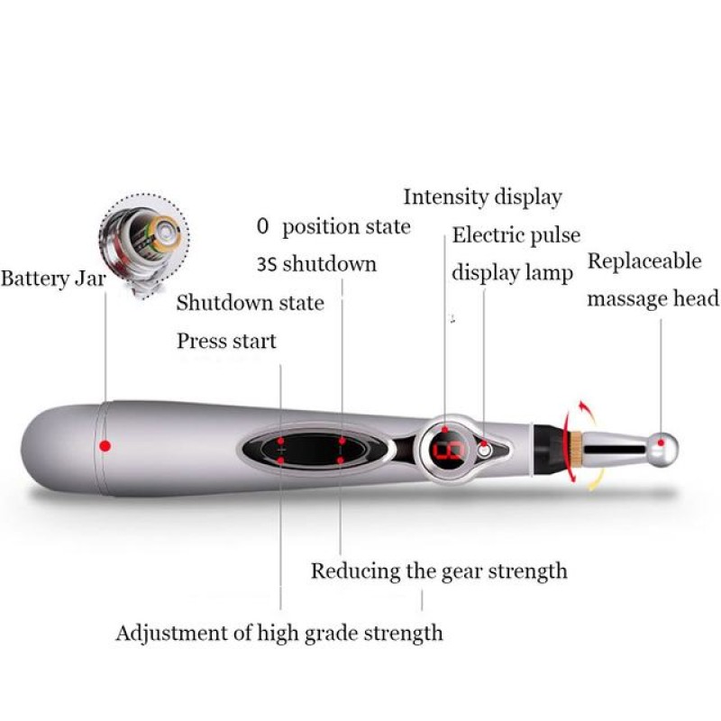 Electric Acupuncture Pen Supplier - 5 in 1 Pain Relief 9 Gages 5 Massage Heads