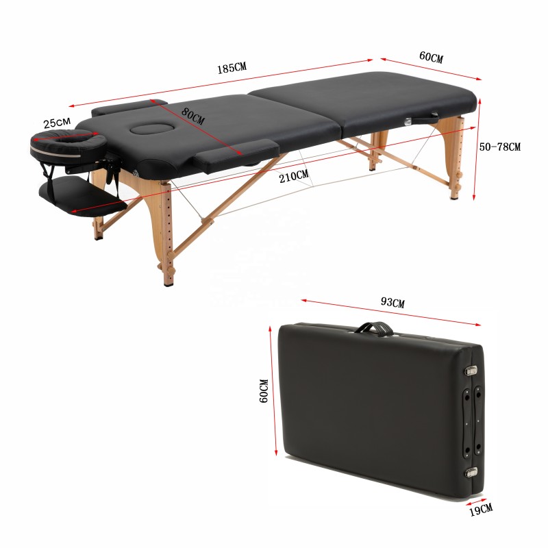 Massage Table Manufacturer - Portable Wood 2-section Spa Bed