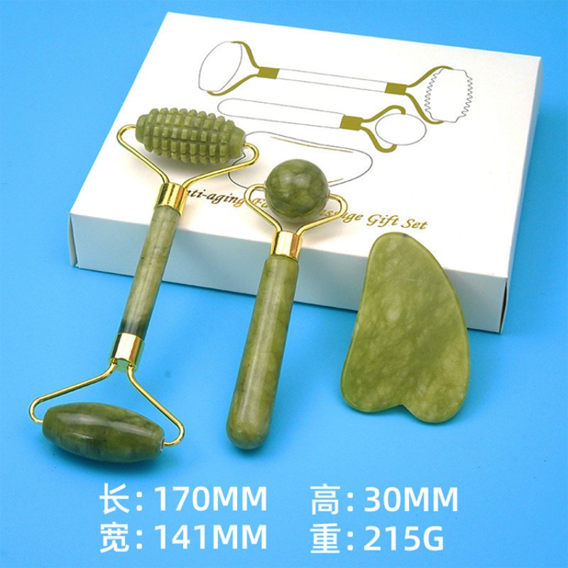 Jade Roller Set Supplier - 3pcs/set Anti Aging Facial