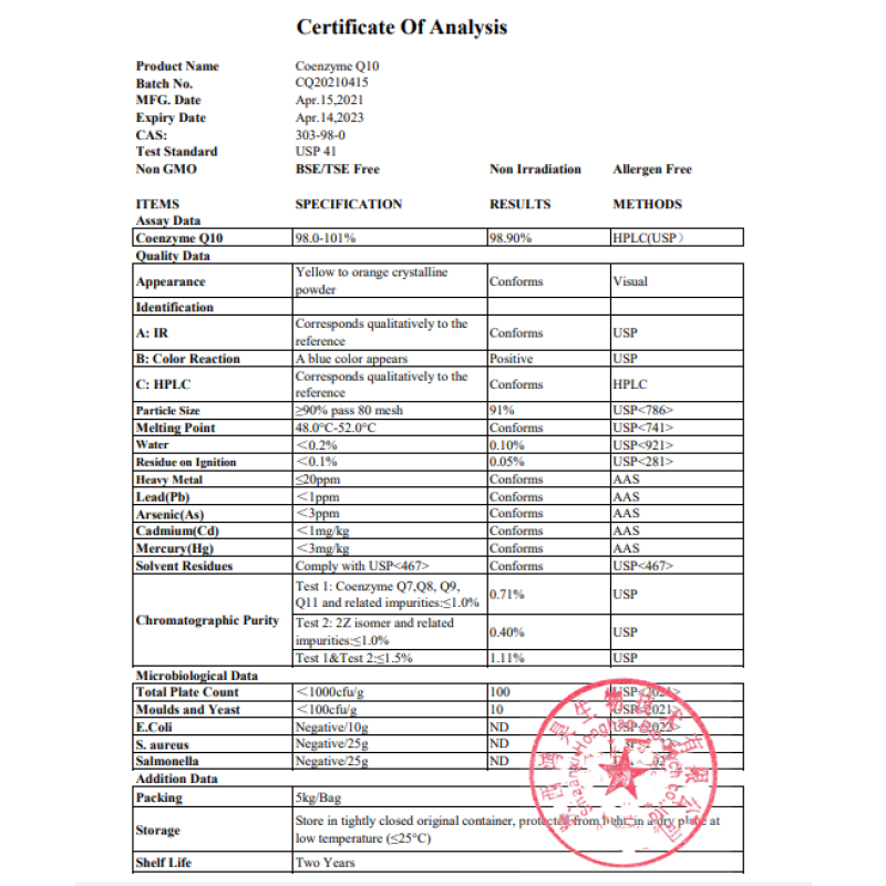 Factory Supply Good Quality BulK Coenzyme Q10 Powder