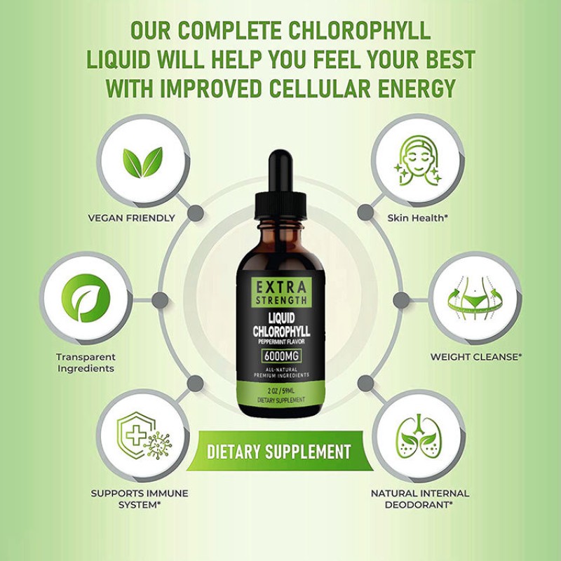 Chlorophyll Drops Supplier - OEM 6000mg Mint Liquid Supplement
