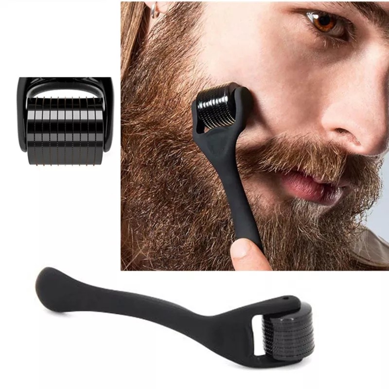 Beard Roller Kit Supplier - Black Derma Roller & Oil Grooming Set