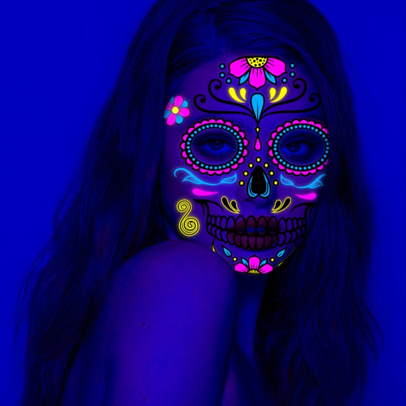 UV Tattoo Supplier - Hot Selling Festival Glow in Dark Neon Temporary Face Tattoo