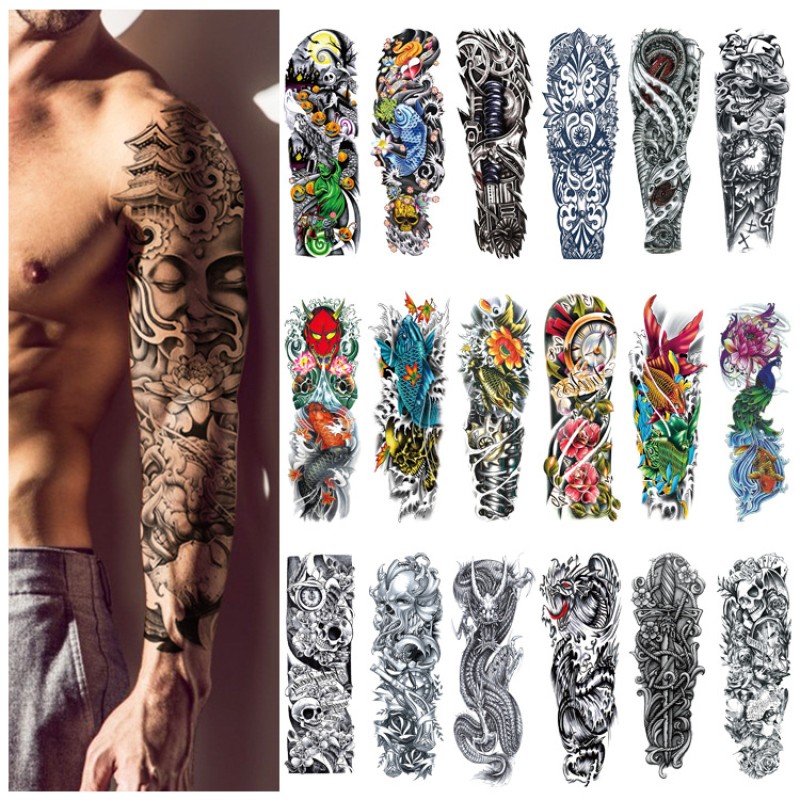 Arm Tattoo Factory - Men Large Arm Sleeve Black Sexy Waterproof Temporary Tattoo