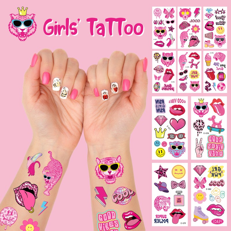 Pink Tattoo Supplier - New Pink Themed Preppy Temporary Tattoo Stickers Girls Party