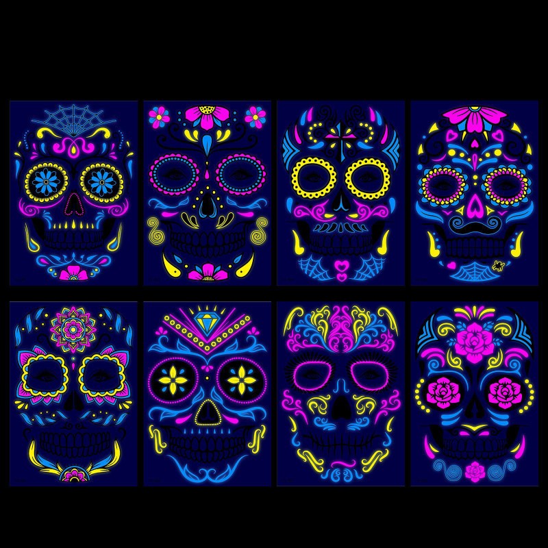 UV Tattoo Supplier - Hot Selling Festival Glow in Dark Neon Temporary Face Tattoo