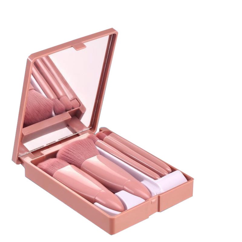 Makeup Brush Set Manufacturer - 5pcs Travel Mini Blush Soft Pink Cosmetic Brushes Set