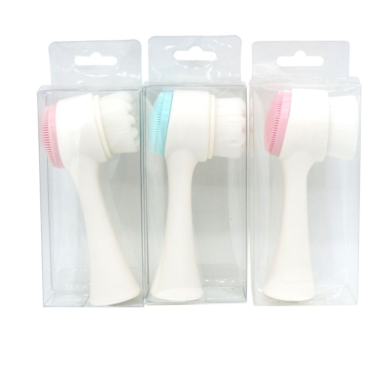 Facial Brush Manufacturer - 2021 Mini Silicone Vibration Face Cleanser Brush Double Head