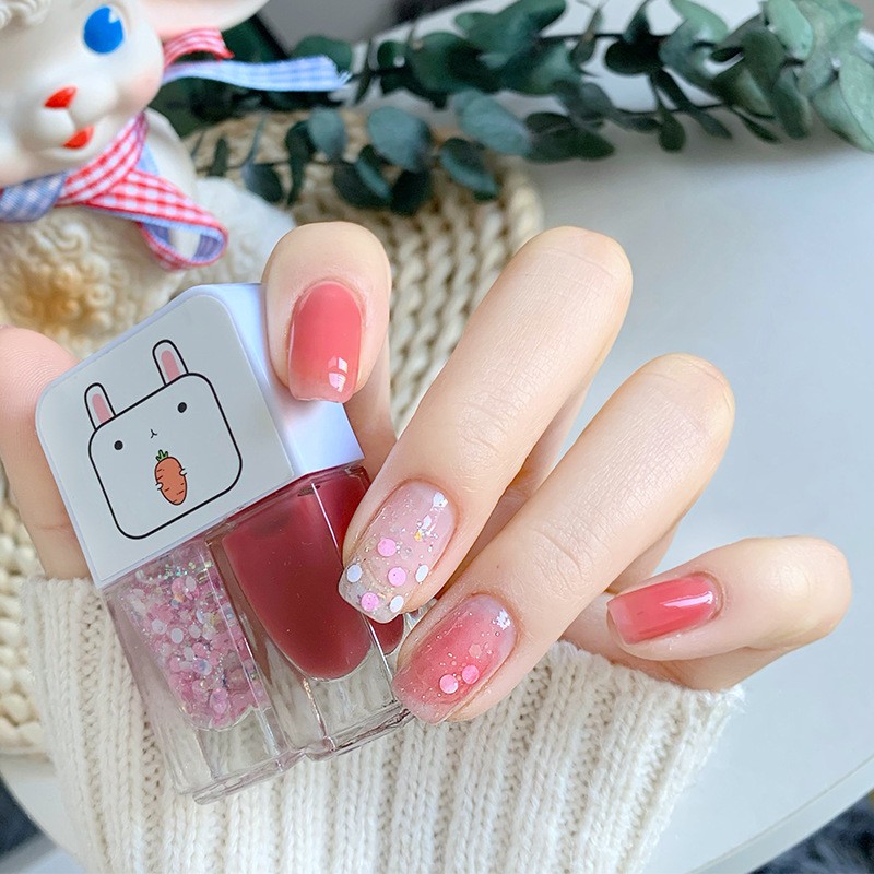 Nail Polish Factory - No-bake 2In1 Matte Glitter Sequins Transparent Nail Polish