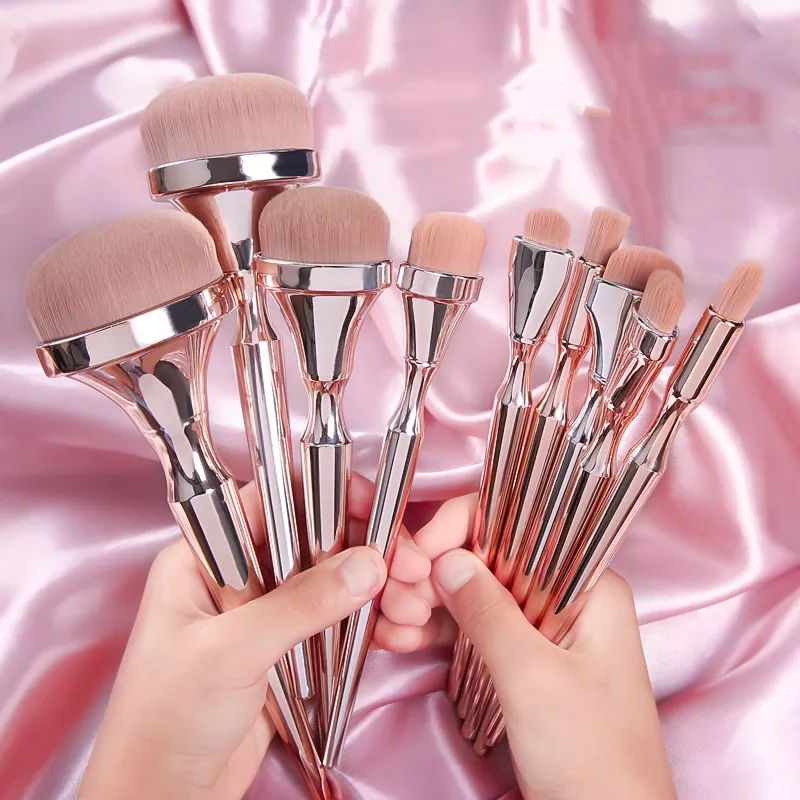 Makeup Brush Set Supplier - Beauty Luxury Bling Rose Gold Handle 9pcs Makeup Brush Set
