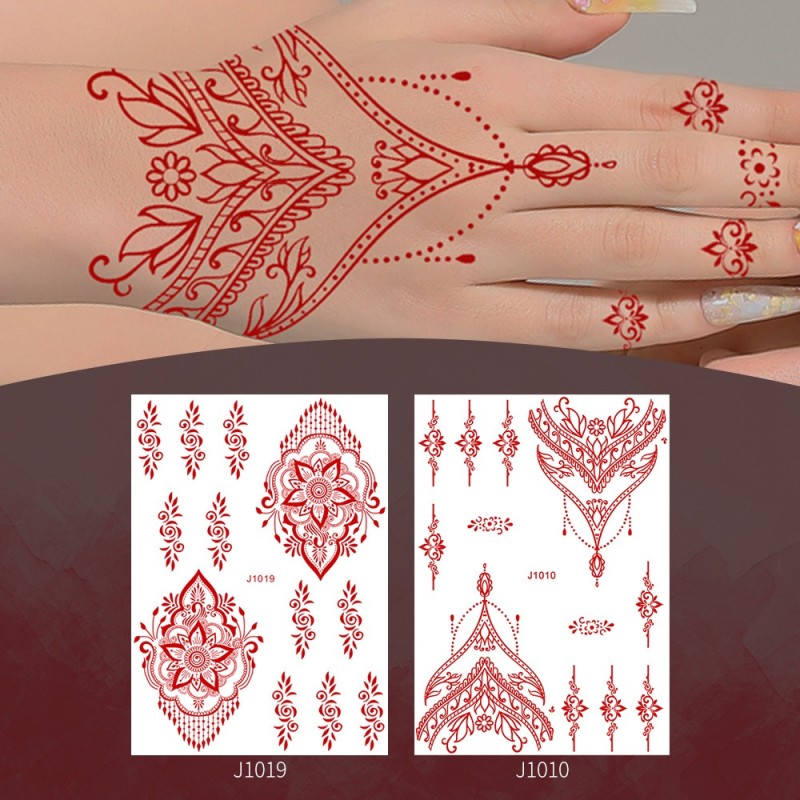 Henna Tattoo Supplier - Temporary Henna Tattoo Full Hand Mehndi Design Brown Red