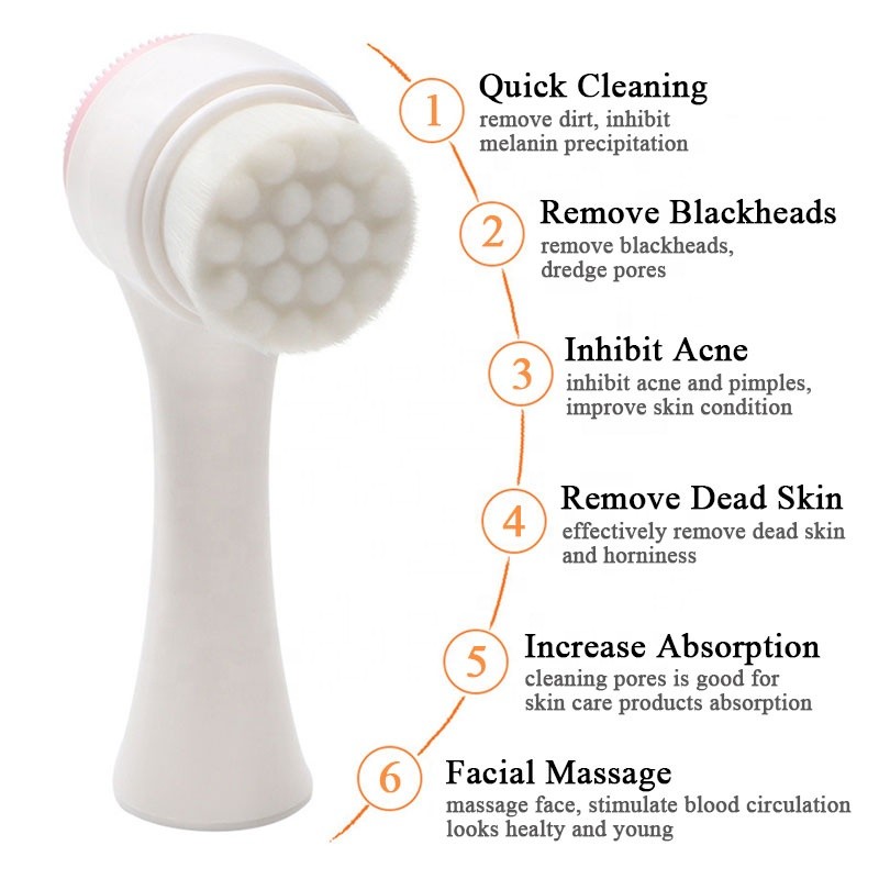 Facial Brush Manufacturer - 2021 Mini Silicone Vibration Face Cleanser Brush Double Head