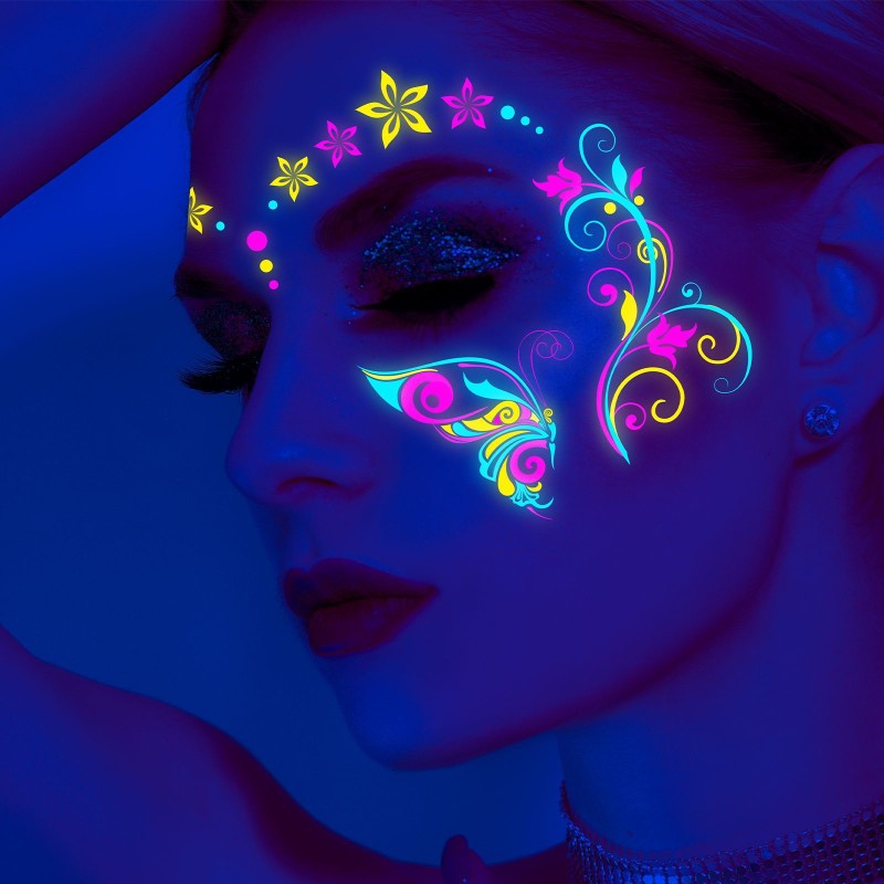 Face Tattoo Manufacturer - European and American Music Festivals Glow in Dark Temporary