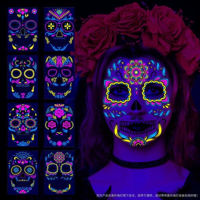 UV Tattoo Supplier - Hot Selling Festival Glow in Dark Neon Temporary Face Tattoo