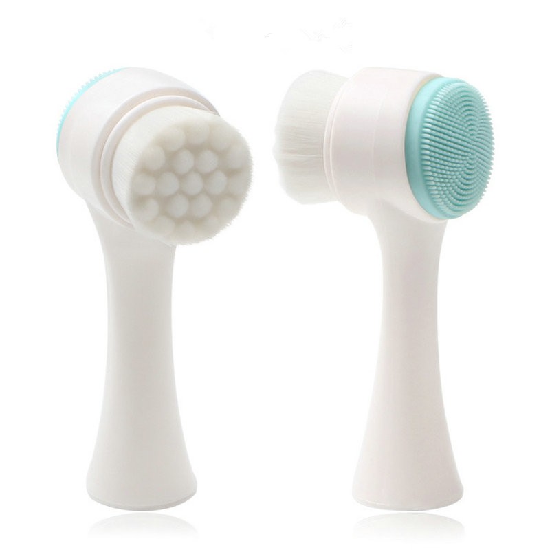 Facial Brush Manufacturer - 2021 Mini Silicone Vibration Face Cleanser Brush Double Head
