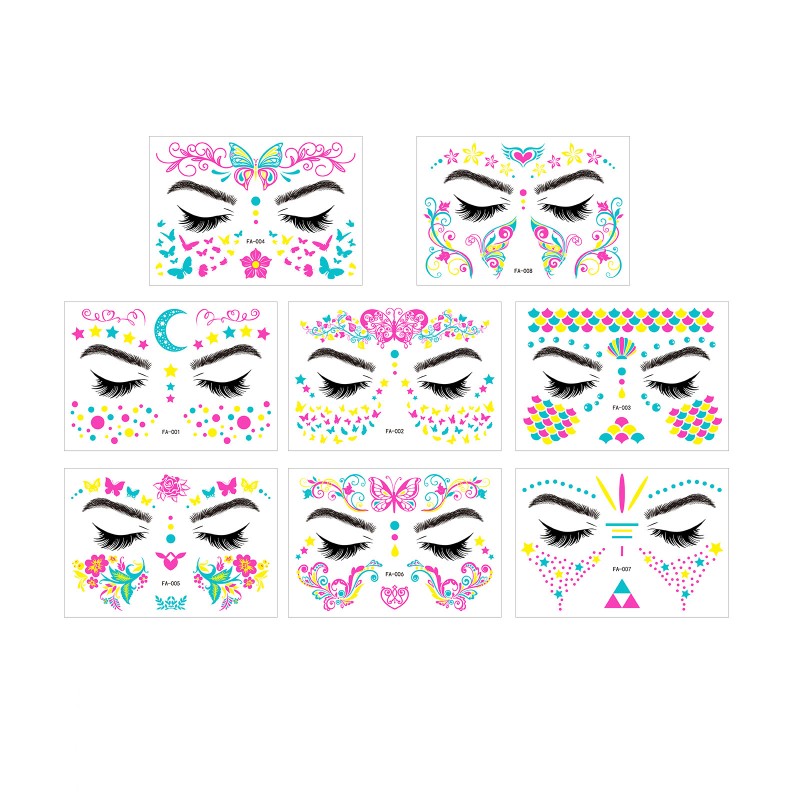 Face Tattoo Manufacturer - European and American Music Festivals Glow in Dark Temporary