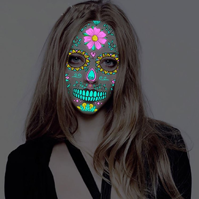 Halloween Tattoo Factory - Halloween Tattoos Luminous Face Skeleton Sticker Temporary