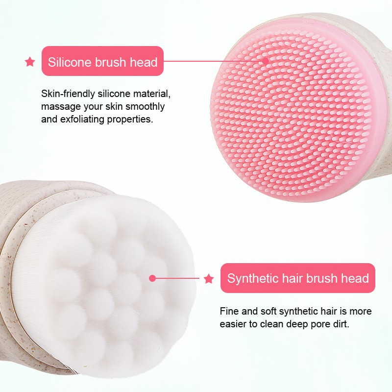 Facial Brush Manufacturer - 2021 Mini Silicone Vibration Face Cleanser Brush Double Head