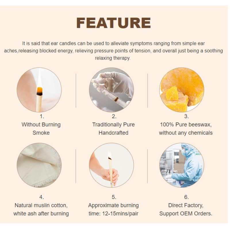 Ear Candle Supplier - Cheap Ear Wax Remove Pure Beeswax Hand-crafted Naturally OEM 10pcs