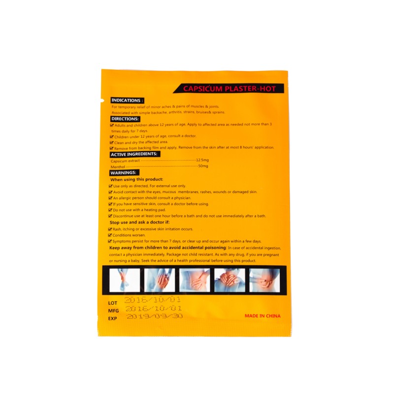 Pain Relief Patch Supplier - Capsicum Plaster for Knee Joint Shoulder Back Arthritis Patch