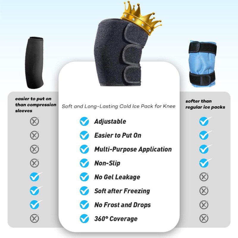 Knee Wrap Manufacturer - Custom Cold Compression Reusable Knee Ice Pack Pain Relief