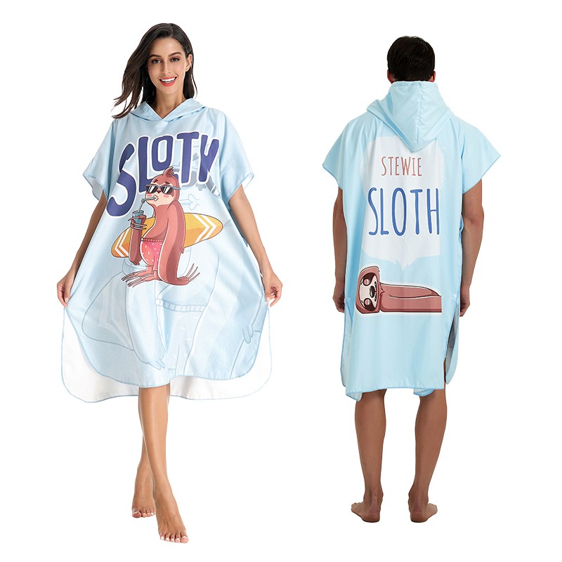 Beach Poncho Factory - Printed Poncho Hooded Towel Comfortable Microfiber Beach Poncho