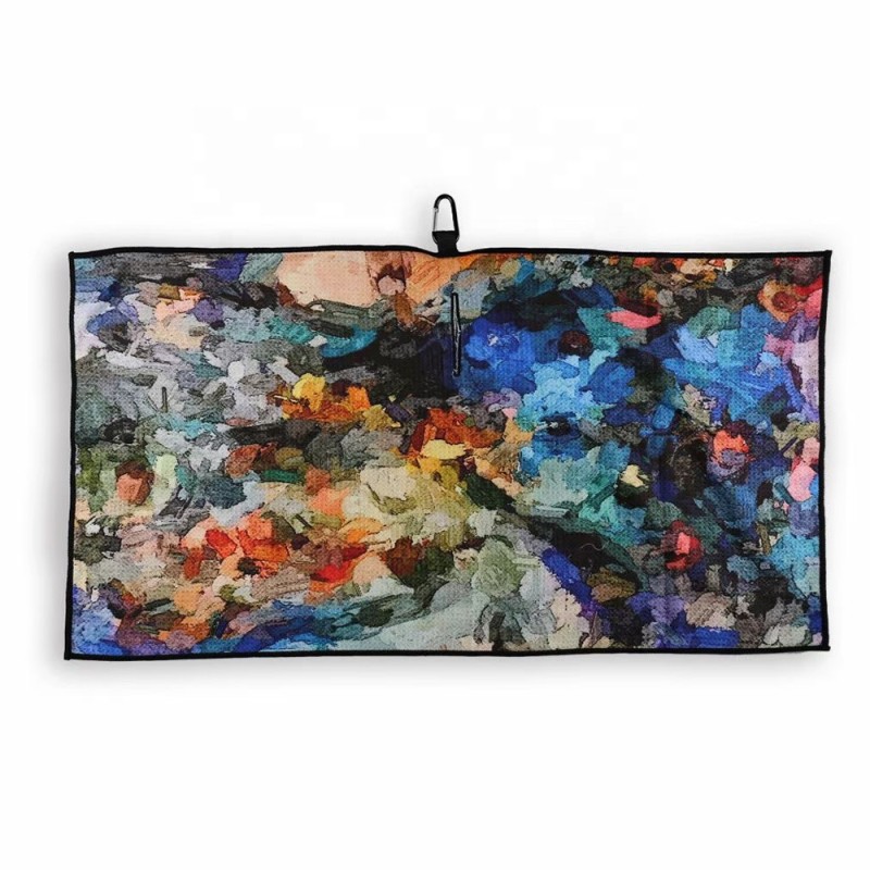 Golf Towel Supplier - High Quality Design Sublimation Reactive Printed Microfiber Waffle