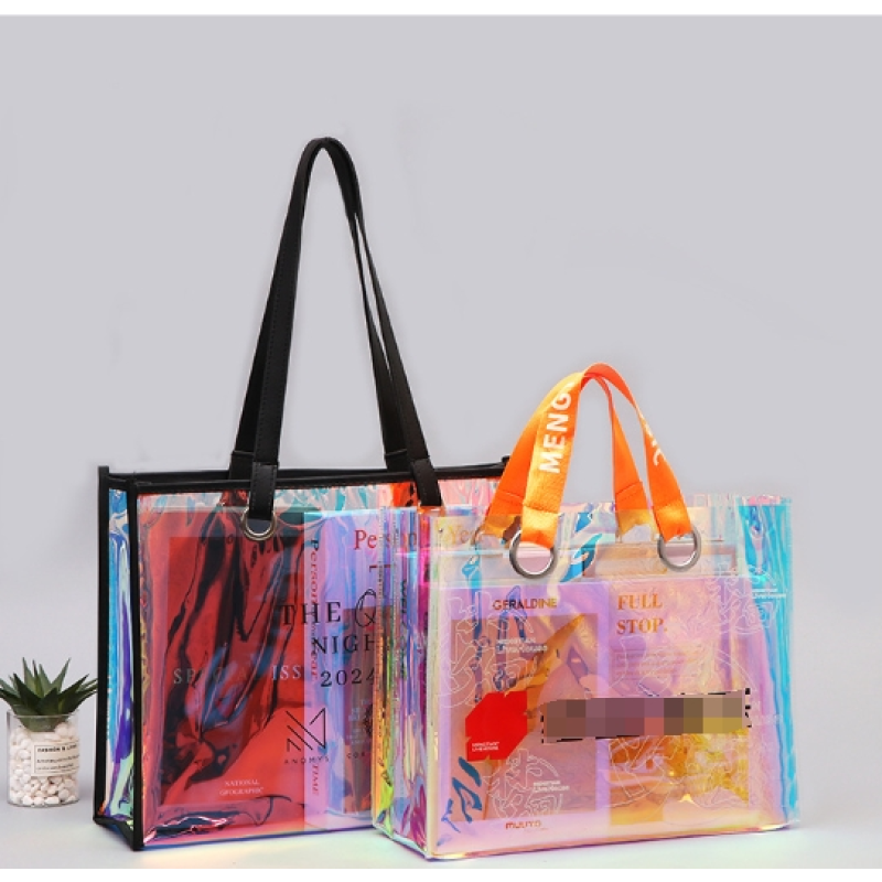 Plastic Tote Bag Factory - OEM Iridescent PVC Holographic Hand