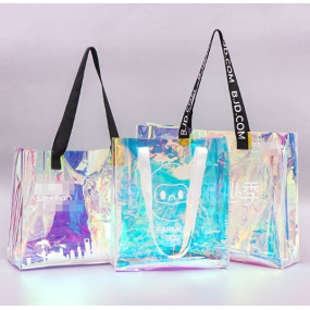 Plastic Tote Bag Factory - OEM Iridescent PVC Holographic Hand