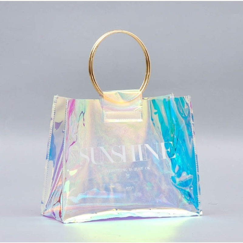 Plastic Tote Bag Factory - OEM Iridescent PVC Holographic Hand