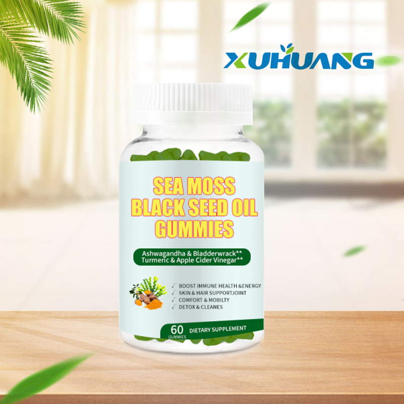 Xuhuang OEM Private Label SeaMoss Supplement Black Seed OIl Vegan Sea Moss Gummies