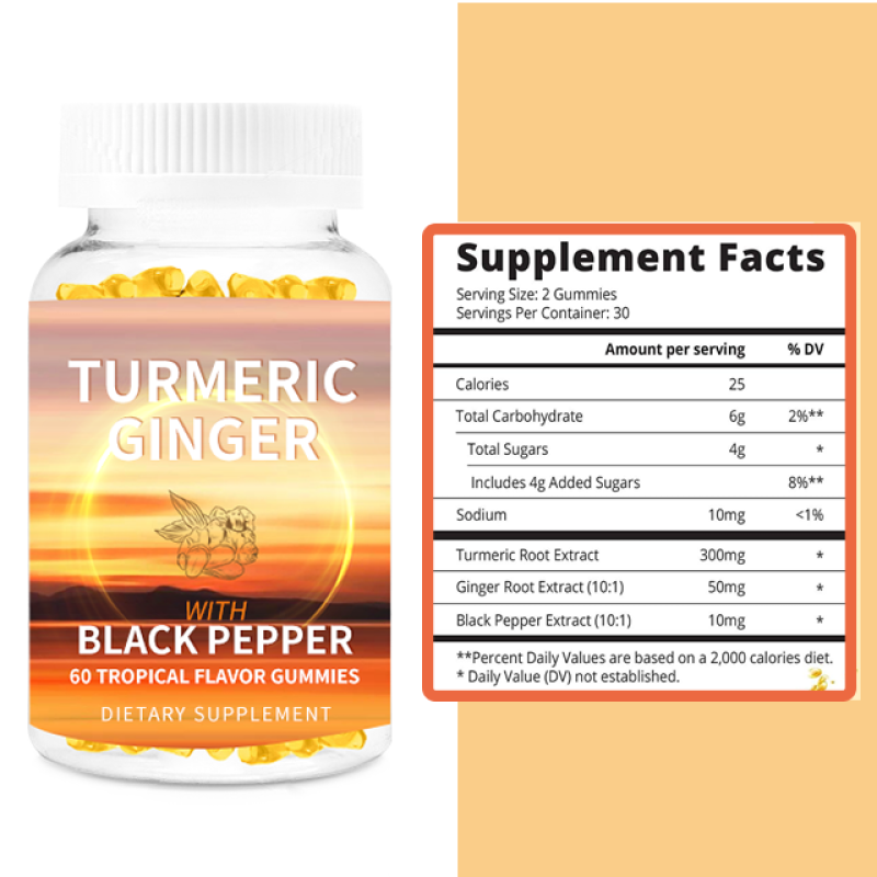 Xuhuang OEM Curcumin Gummies Turmeric Black Pepper Gummies Supplement Health Supplement Turmeric Gummies